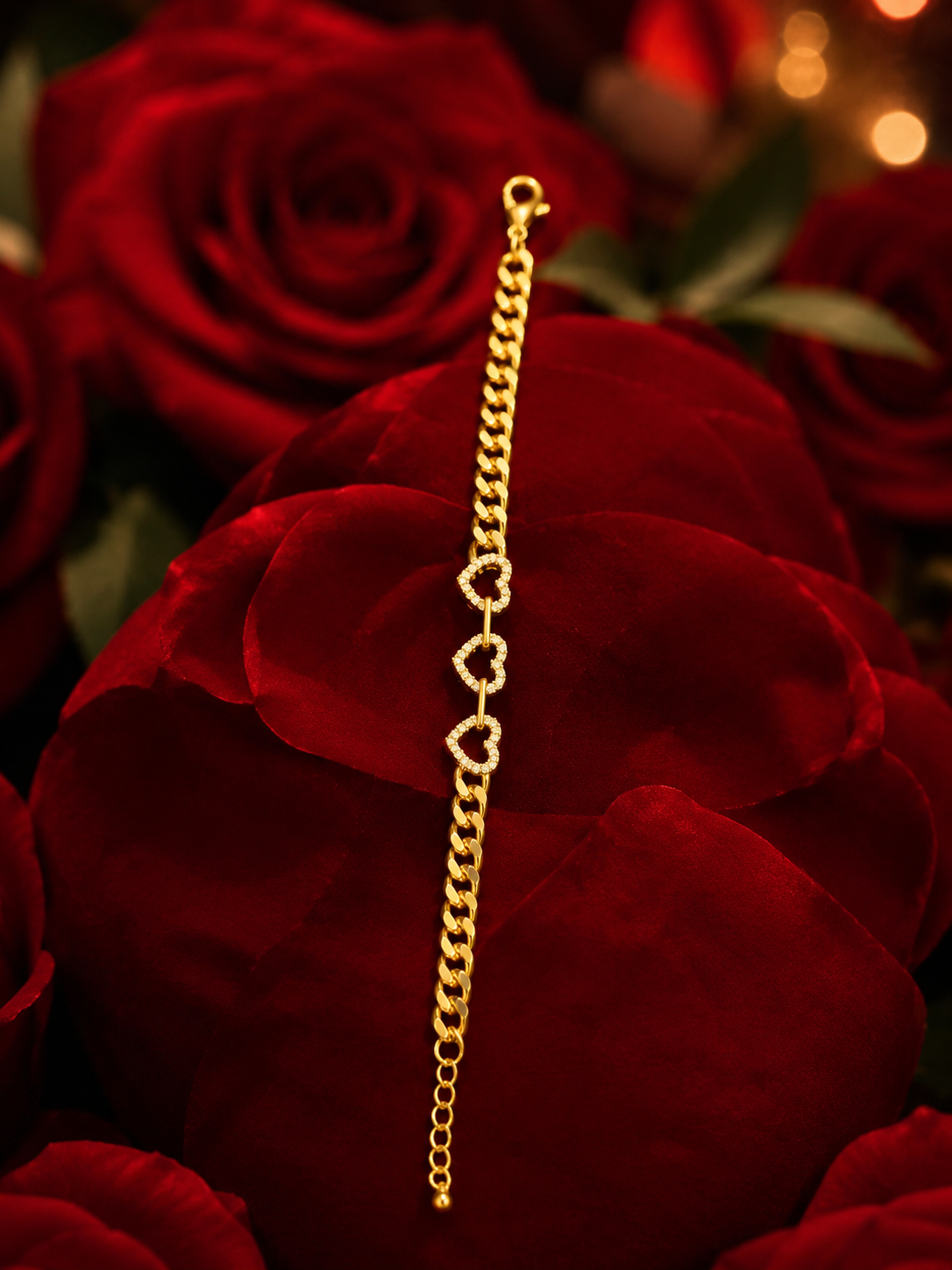 Crystal Heart Chain Bracelet