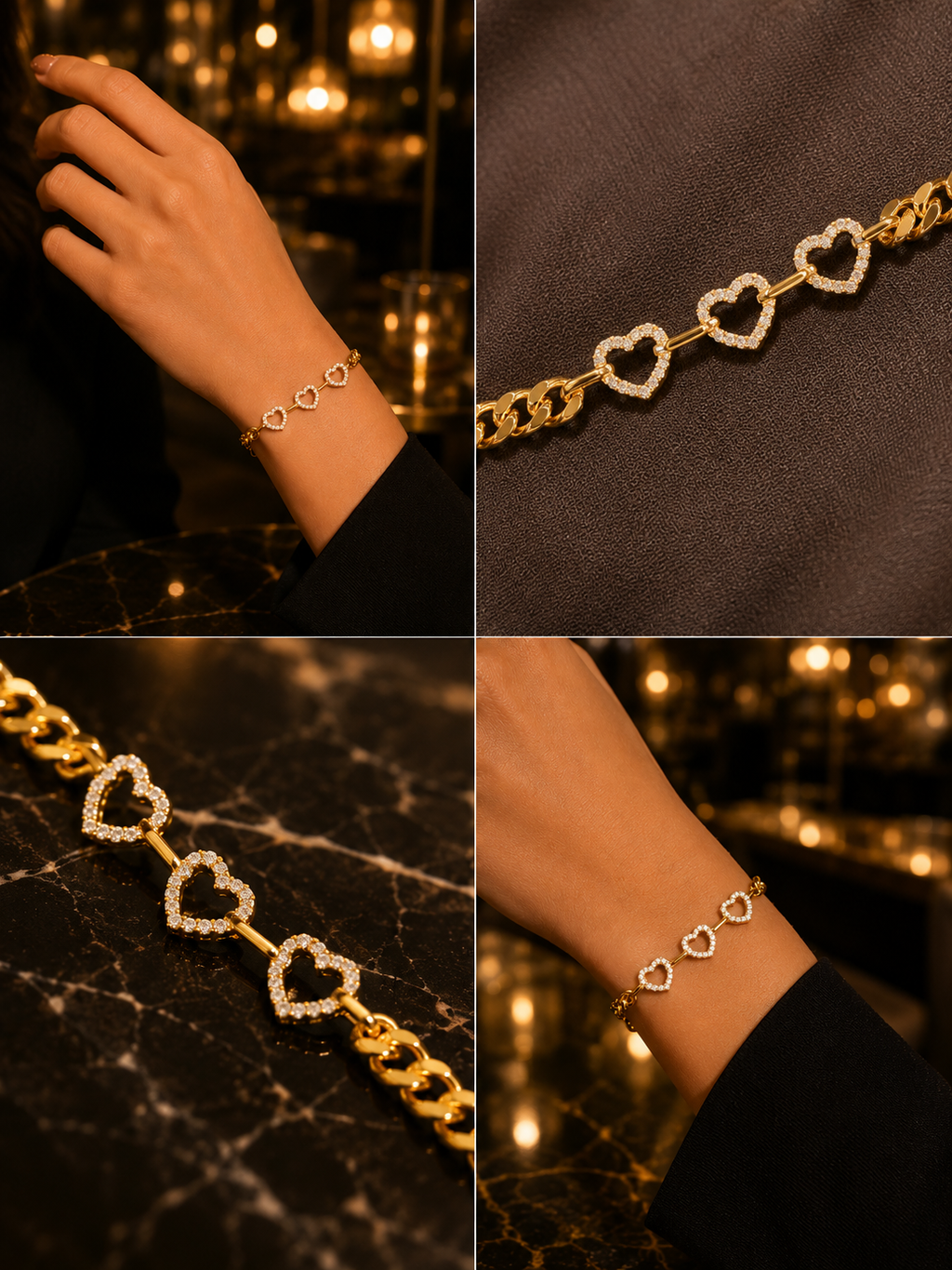 Crystal Heart Chain Bracelet