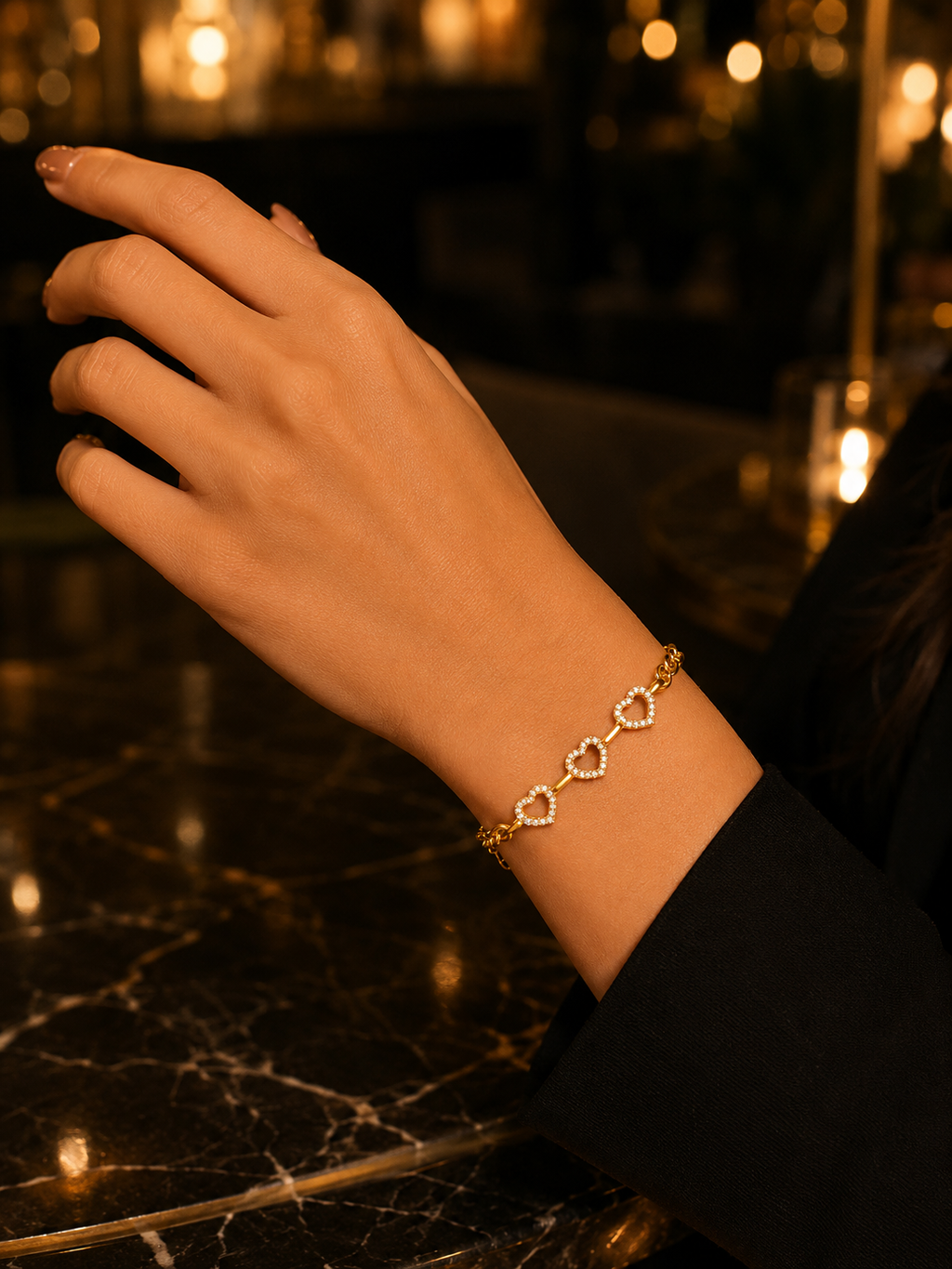 Crystal Heart Chain Bracelet