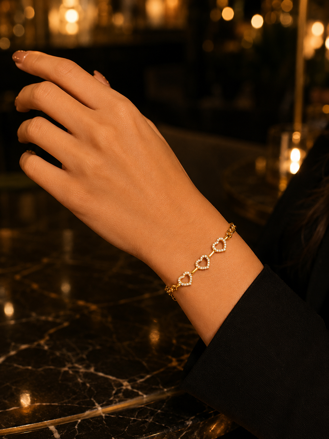 Crystal Heart Chain Bracelet