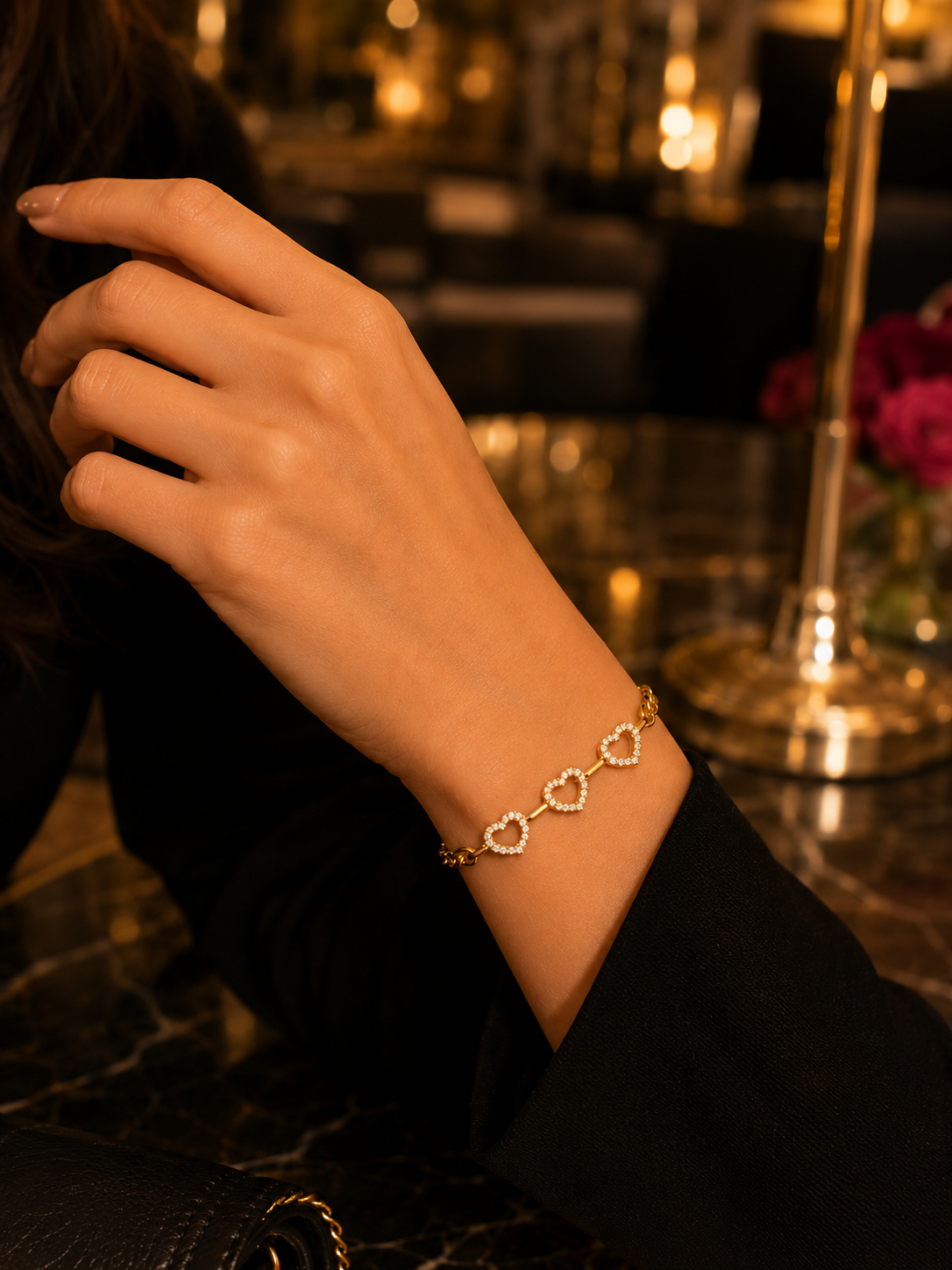 Crystal Heart Chain Bracelet